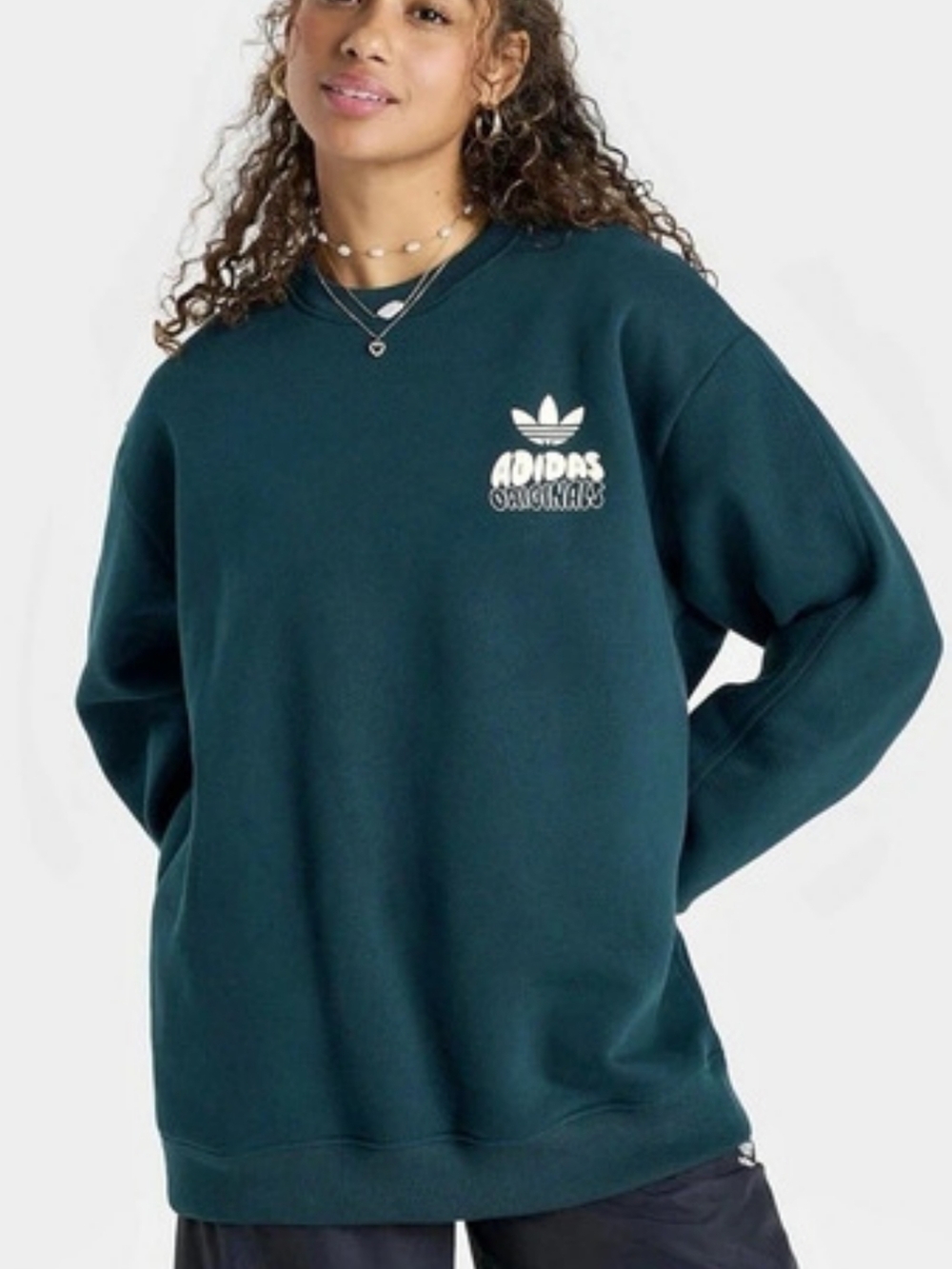 Adidas Originals Essential Wave Bubble Oversized Crewneck Sweatshirt